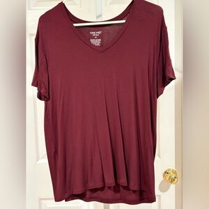 Nine West Women's Deep Red V-Neck Top medium